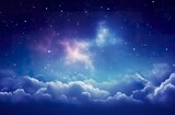 Fototapeta Niebo - Space of night sky with clouds and stars.