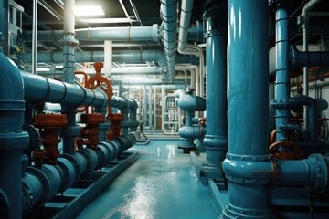 Wall Mural - Industrial Building Pipes and Valves