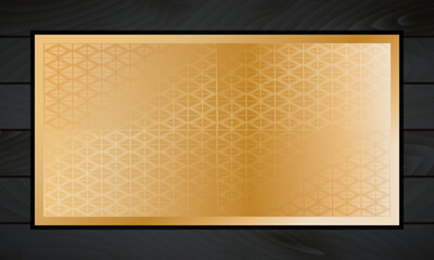 gold blank board. metal plate on a wooden frame.