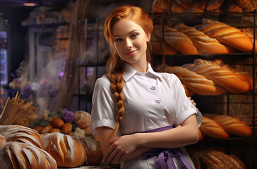 Canvas Print - Bakery staff smiles brightly at customers