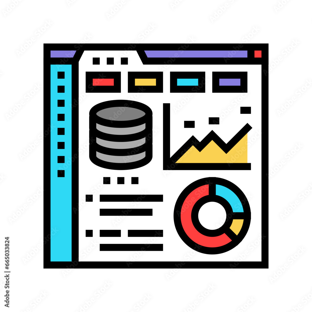 Databsae Overview Icon database dashboard color icon vector. database dashboard sign. isolated ...