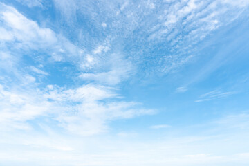 beautiful blue sky with strange shape of clouds in the morning or evening used as natural background
