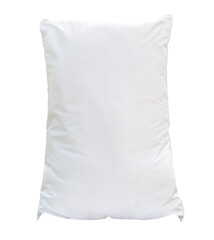 Wall Mural - White pillow with case after guest's use at hotel or resort room isolated on white background in png file format Concept of comfortable and happy sleep in daily life