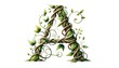 © Cad3D.Expert - Watercolor painting of the letter 'A' composed of intertwining vines and leaves, evoking a sense of nature and growth
