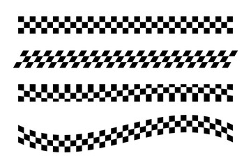Wall Mural - black and white checker pattern vector illustration set. abstract checkered chessboard or checkerboa