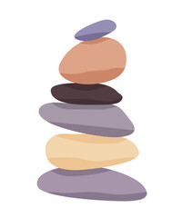 Wall Mural - Meditation stone balance pyramid vector illustration. Stacked pebbles pastel colors object isolated in white background