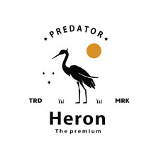 Vintage Retro Hipster Heron Fish Logo Vector Silhouette Art Icon