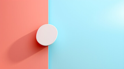 Power button illustration on blue pink background with copy space. Start, off and on concept. 