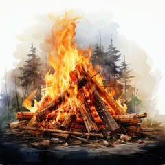 Waterco Campfire Sublimation Graphic illustration, Generative Ai