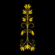 Golden ornament isolated on black background, ready for retouch design.