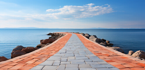 Wall Mural - An empty parking lot by the sea