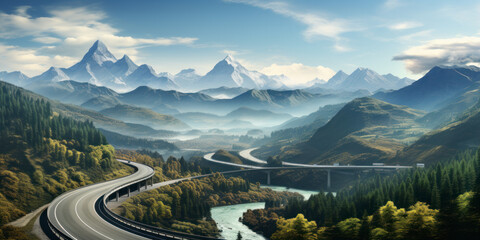 Wall Mural - The empty winding mountain road