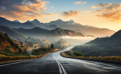 Wall Mural - The empty winding mountain road