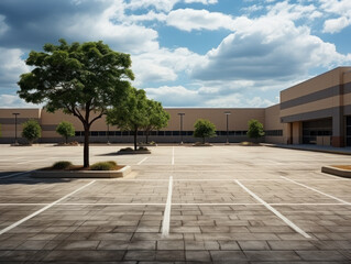 Poster - Empty are parking lots for commercial buildings