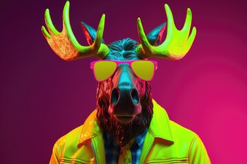 A person in a vibrant deer mask