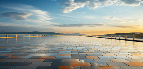 Wall Mural - An empty parking lot by the sea