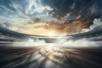 Wall Mural - An empty parking lot surrounded by clouds