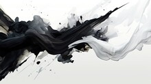 A Splash Of Black Paint. Dynamic Form Made Of Black Liquid Material. Abstract Composition For Graphic Design.