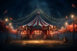 Fototapeta  - Enchanting illuminated circus tent for festive amusement. Generative AI