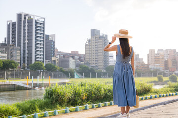 Wall Mural - Travel woman visit Taipei city