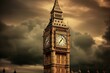 classic art - iconic clock tower, UK capital. Generative AI