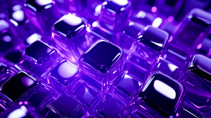 Canvas Print - Close up of computer keyboard with purple and white squares on it.