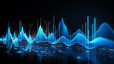Fototapeta  - Data technology background. Music sound wave abstract background. Generated AI