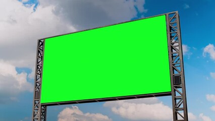 Wall Mural - timelapse: blank green billboard or large display and moving white clouds against blue sky. consumer