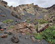 View inside The Crater of Volcan del Cuervo or Cuervo Volcano in The Parque Nacional de los volcanes, Lanzarote, Canary Islands, Spain.