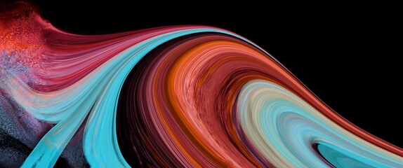 Wall Mural - abstract hand painted art with bright neon blue, magenta and orange accent, modern liquid design on 