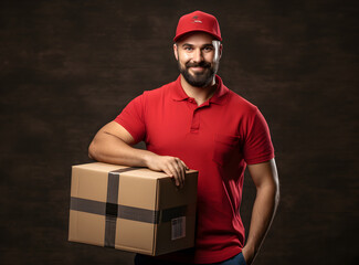 Express Shipping, courier worker delivering, shipping Christmas parcel, portrait courier, Online shopping, Big sale Christmas, packing goods, delivering gifts, delivery wear backpack, huge bag