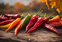 AI Generated Illustration Of Fresh Colorful Chili Peppers In A Field