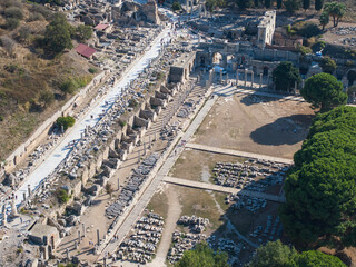 Wall Mural - Ephesus Antique City (Efes Antik Kenti) Drone Photo, Selcuk Izmir, Turkey (Turkiye)