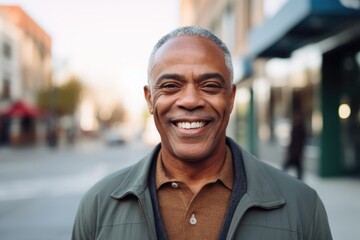 Wall Mural - Portrait of a smiling senior man in the city