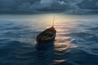 boat in open ocean. Generative AI