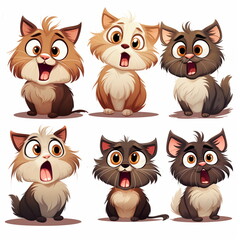 Naklejka na meble caricature of a cat with different facial expressions