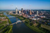 Fototapeta Perspektywa 3d - Aerial view of Nashville's skyline in Tennessee. Generative AI