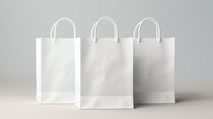 Wall Mural - White Shopping paper bags isolated on white background. AI generated image