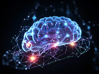 Wall Mural - a brain in a circuit with electronic wires - neurosciences and artificial intelligence concept - gen