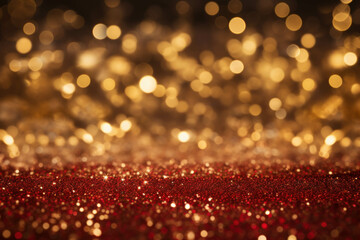 Red glitter vintage lights background. Christmas and New Year feast bokeh.