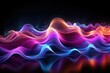 A digital art backdrop with neon rainbow waves for music visuals.