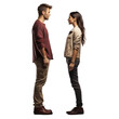 man and woman stand facing each other