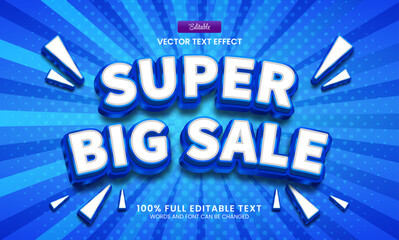 Poster - Design editable text effect, Super Big Sale 3d cartoon vector illustration