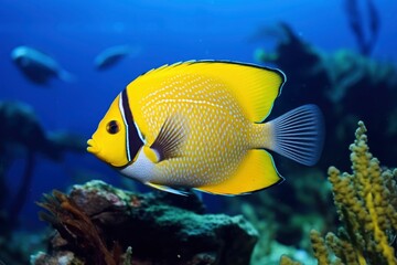 Wall Mural - Beautiful angelfish in the ocean.