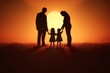 © MdAbdul - Shadow of Happy family together, parents with their little baby at sunset. A Silhouette of Love and Unity.