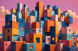 a painting of a city made of colorful blocks, a cubist painting by Chris LaBrooy, behance contest winner, cubo-futurism, behance hd, isometric, rendered in cinema4d, Generative AI