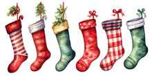Colorful Christmas Stockings Vectors