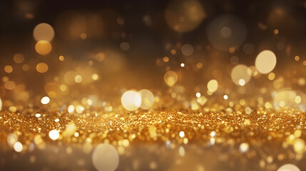 Sticker - golden christmas particles and sprinkles for a holiday celebration like christmas or new year. shiny golden lights. wallpaper background for ads or gifts wrap and web design. gold glitter bokeh