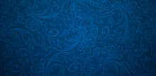 Vector Illustration Vintages Ornamental Seamless Floral Pattern On A Blue Background For Seamless Textile Wallpaper, Books Covers, Digital Interfaces, Prints Design Templates Material Cards Invitation