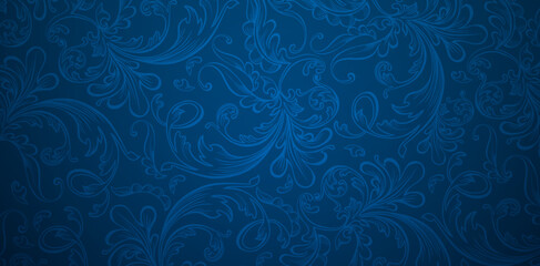 Vector Illustration Vintages ornamental Seamless floral pattern on a blue background for seamless textile wallpaper, books covers, Digital interfaces, prints design templates material cards invitation